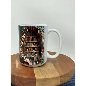 Bookshelf Mug Library Book Shelf Mugs Book Lover Ceramic Novelty Gift 12Oz MEGAN